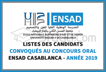 Résultats des épreuves écrites du concours d'accès à l'ENSAD Casablanca 2019