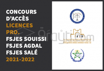 Concours d'accès aux Licences Professionnelles de FSJES Souissi, FSJES Agdal et FSJES Salé 2021-2022