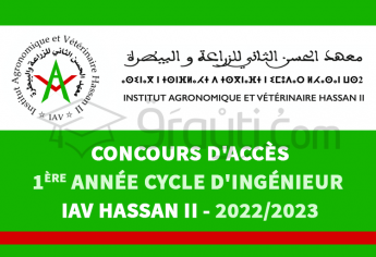 Concours d'accès à la 1ère année du cycle d'ingénieur de l'IAV Hassan II 2022-2023