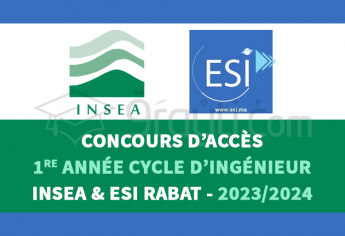 Concours 1re année du cycle d'Ingénieur d'Etat de l'INSEA et l'ESI Rabat 2023-2024