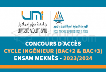 Concours cycle d'ingénieur de l'ENSAM Meknès 2023-2024