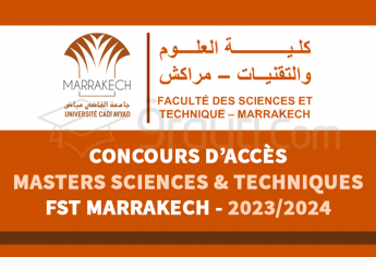 Concours Masters Sciences et Techniques de FST Marrakech 2023-2024