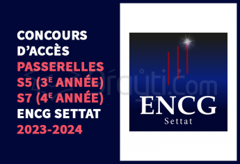 Concours Passerelles 3e année (S5) et 4e année (S7) de l'ENCG Settat 2023-2024