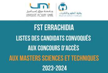 FST Errachidia Résultats de présélection des concours d'accès aux MST et CI 2023-2024