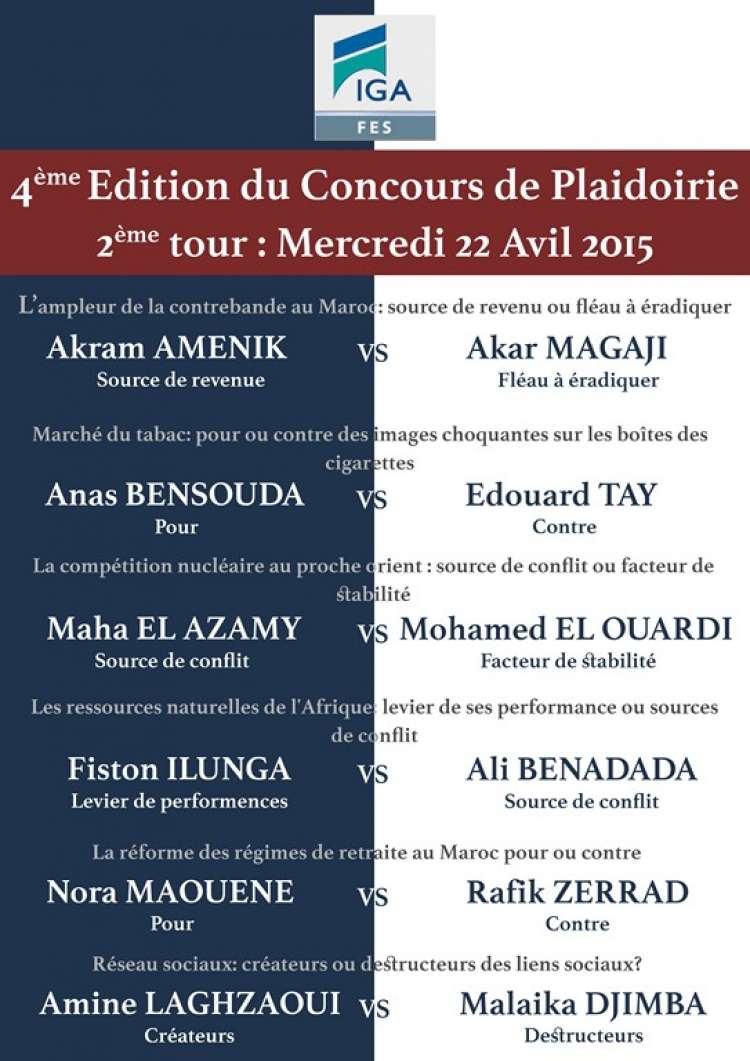 Concours de Plaidoirie 2014/2015 : Deuxième Tours