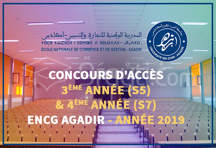 Concours d’accès en 3ème année (S5) et 4ème année (S7) à l'ENCG Agadir 2019