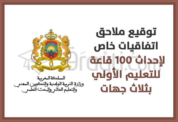توقيع ملاحق اتفاقيات خاصة لإحداث 100 قاعة للتعليم الأولي بثلاث جهات بالمملكة