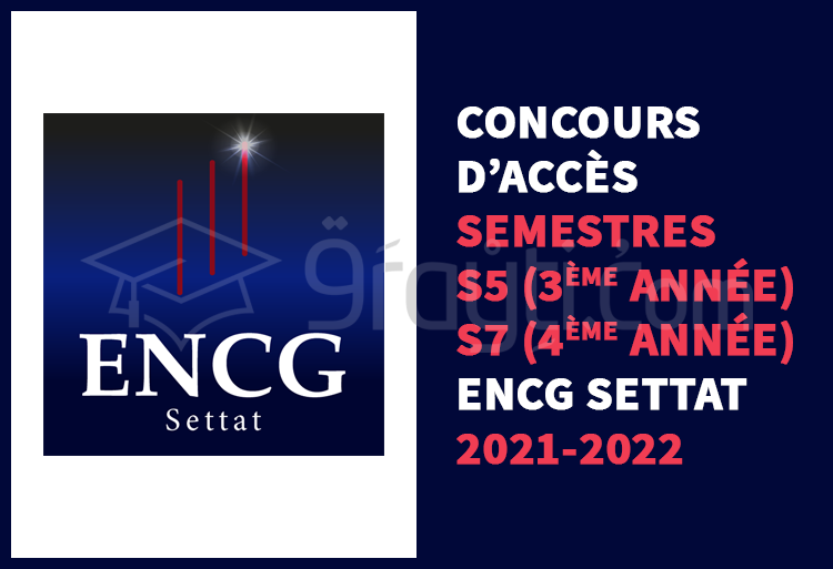 Concours d'accès en 3ème année (S5) et 4ème année (S7) de l'ENCG Settat 2021-2022